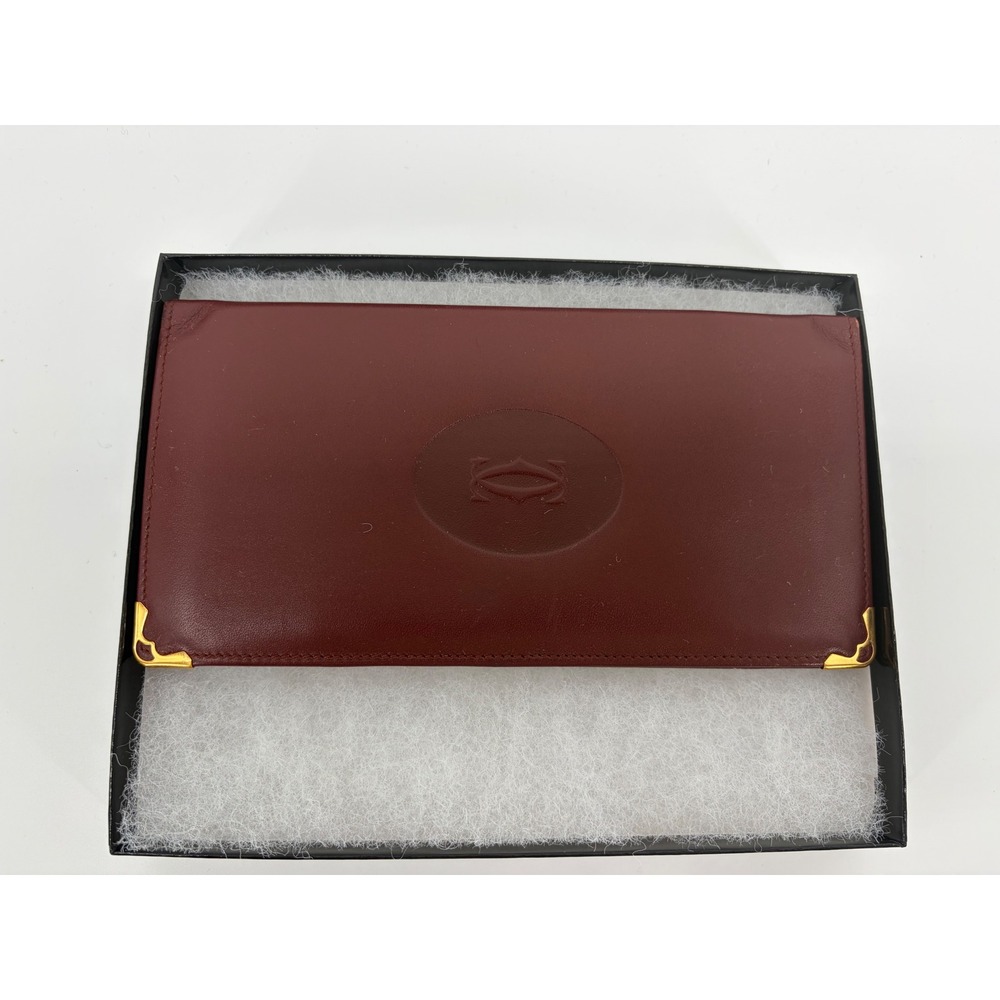 Cartier Vintage Les Must Burgundy Leather Long Wallet
